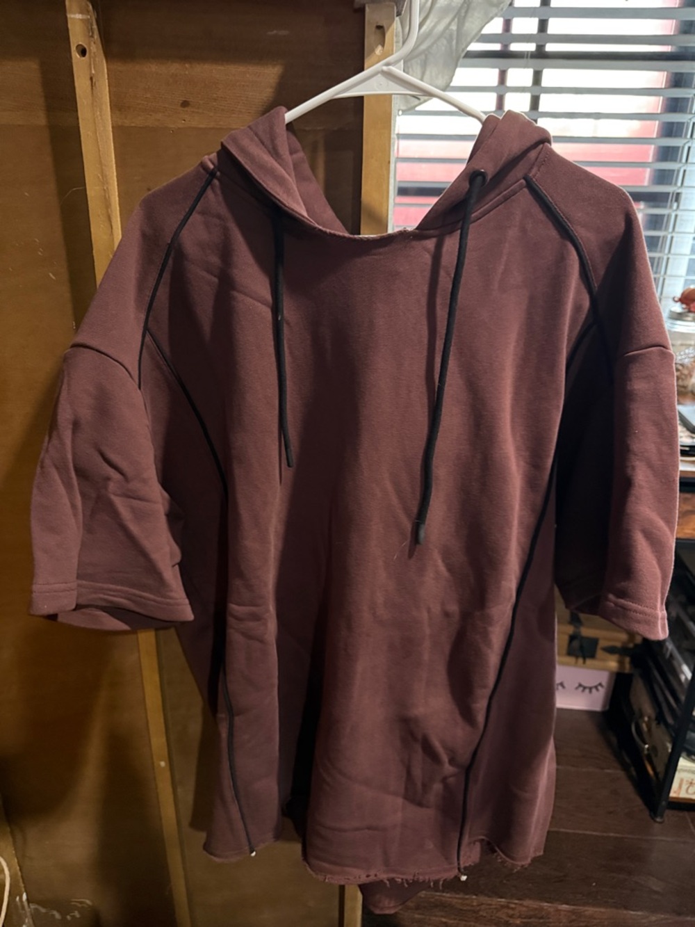 Forever 21 Men’s Crewneck Short-Sleeve Hoodie in Maroon